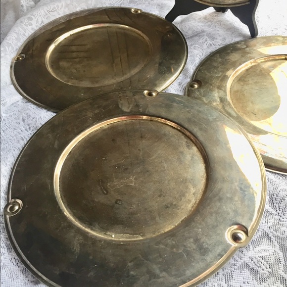 Set Of 4 Round Chargers Silverplate Ethan Allen - Picture 2 of 8
